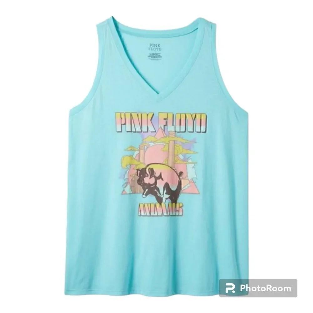 5X 28W Torrid Blue Pink Floyd Animals Tank Pastel V Neck 80s Retro Classic Rock